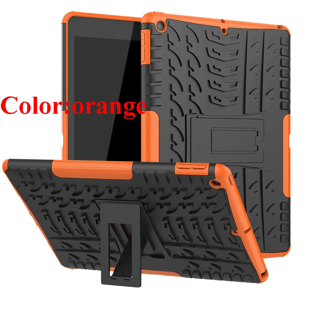 Orange Для Apple iPad 10,2 чехол с покрытием в виде брони для iPad 10,2 дюймов Мягкий ТПУ и Жесткий ПК Гибридный противоударный чехол активная подставка+ пленка+ ручка - Цвет: Orange