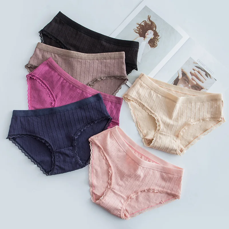 Сексуальные хлопковые шорты, кружевные боковые трусики, дышащее нижнее белье для женщин, средняя посадка под брюки, строгие Простые штаны, стринги, Culotte Femme