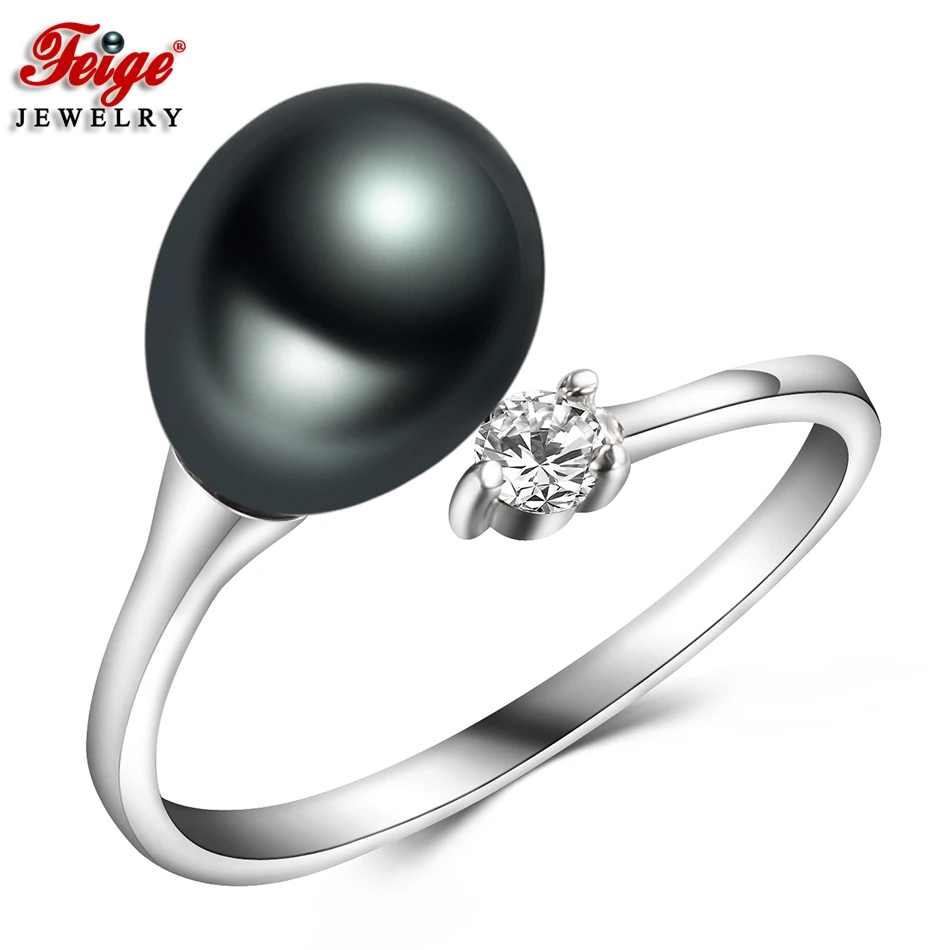 

Trendy Simple Women Rings Fine Jewelry Four Colors 8-9MM Rice Shape Natural Freshwater Pearl Ring Party Gifts Dropshipping
