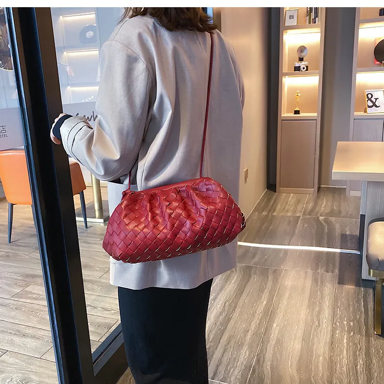 TOYOOSKY Brand Cloud Bag Women Luxury Soft Leather Dumpling Shoulder Crossbody Bags Large Capacity Weaving Clutch Purse