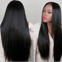 26 дюймов синтезирует прямой парик фронта шнурка парики для черных женщин предварительно сорванные 13X4 кружева закрытие парик