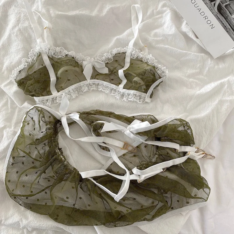 Вышивкой в виде звезды прозрачный комплект с бюстгальтером ультра низкой талией