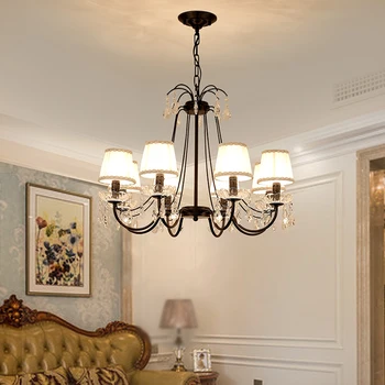 

American led living room chandelier light luxury hotel bar crystal chandelier simple modern bedroom dining room 110-220V lamps