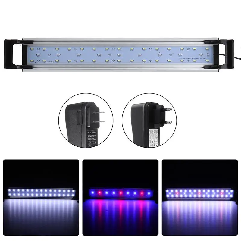 

AC80-240V 16W 60cm Aluminium Fish Tank Light fit for 60-65cm Fish Tank 3 Light Modes Timing Dimming Lamp