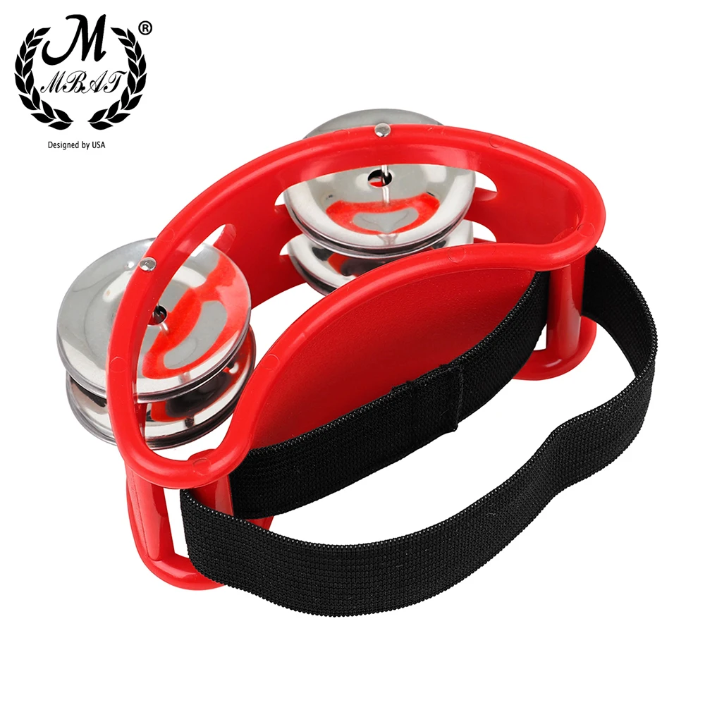 Foot Tambourine Metal Jingle Bell Portable Percussion Instrument Box Drum Companion Musical Toys Rainbow colors cymbals M MBAT