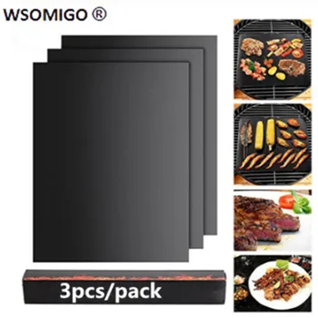 

3pcs BBQ Grill Mat Barbecue Outdoor Baking Non-stick Pad Gadget Reusable Cooking Plate Grill Mat Tools Kitchen Accessories-Q