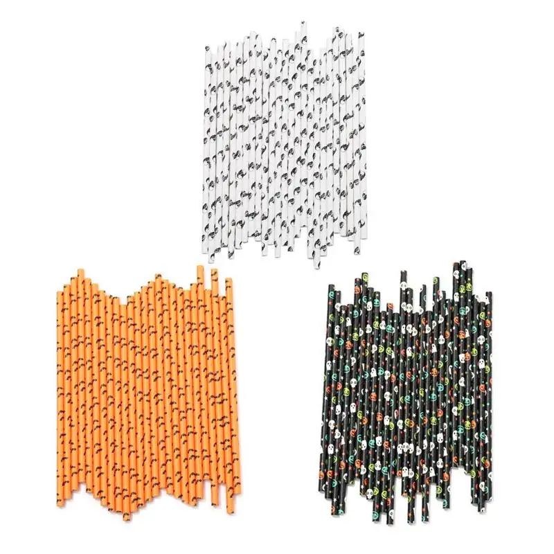 Pumpkin Ghost Skull Halloween Party Decoration Straw Toy Sippy Straw Party 25 Pieces / Set of Children's Toys Pumpkin Ghost Skull Halloween Party Decoration Straw Toy Sippy Straw Party 25 Pieces / Set of Children's Toys