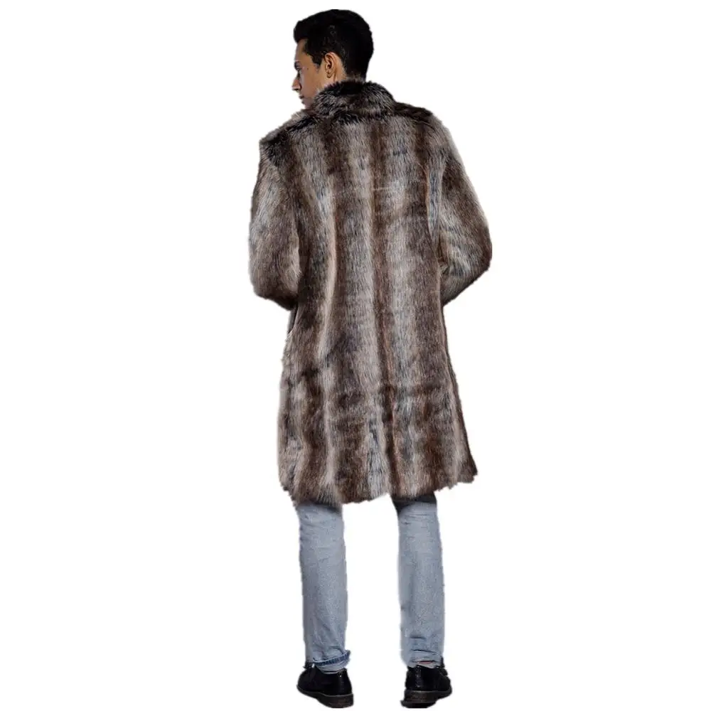 Зимнее Мужское пальто с длинным рукавом из искусственного меха, верхняя одежда, Мужское пальто с мехом, куртка, Толстая теплая парка, куртки, длинные кожаные пальто