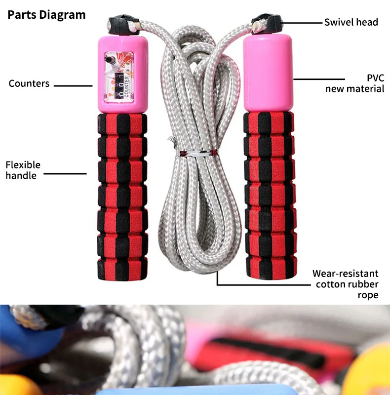 4 Colors Adjustable Rope Length Wear-resistant Electronic Automatic Counter Sports Skipping Rope Workout Equipments jump rope