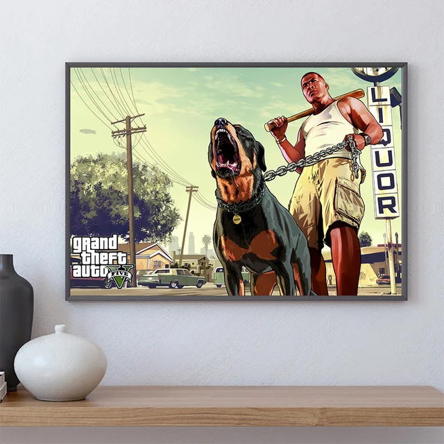 Gta5 Poster Grande Roubo Mapa Do Jogo De Vídeo Cartaz Da Lona Quadros De  Parede Sala Decoração De Parede Adesivos Para Casa Pintura - Pintura E  Caligrafia - AliExpress