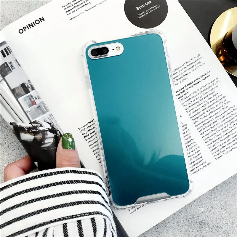20 шт./лот чехол для телефона iphone 8 Plus зеркальная задняя крышка чехол для iPhone 6 6S 7 8 Plus X Xr Xs Max Reflect Girly Cute Case Capa - Цвет: Blue