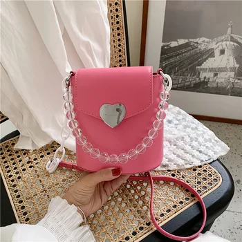 

2020 New Fashion Chain PU Leather Bucket Bags For Women Bead Sac A Main Femme Designer Shoulder Bag Female Handbags Bolso Mujer