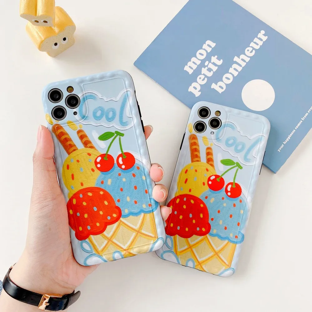 

phone case Girl picture frame border cherry ice cream pattern fine pattern For iPhone 11 Pro Max XR XS Max XS 7 8 plus