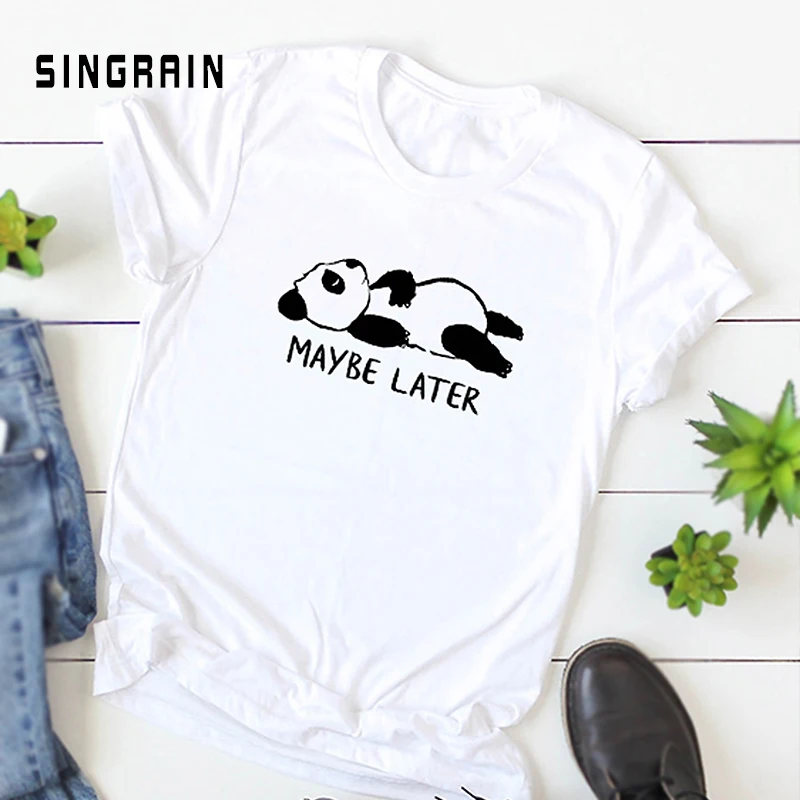 Женская футболка с круглым вырезом и принтом панды Повседневная большого