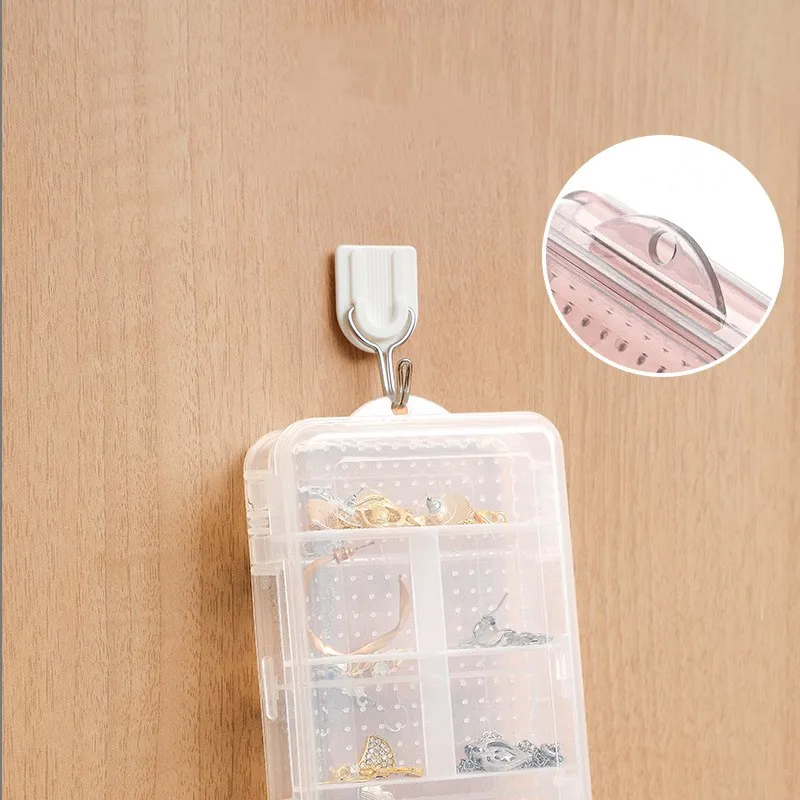 Double-sided 10 Grid Partition Design Storage Tools Women Girls Ring Transparent Earrings Compartment Organizer Box Jewel Case