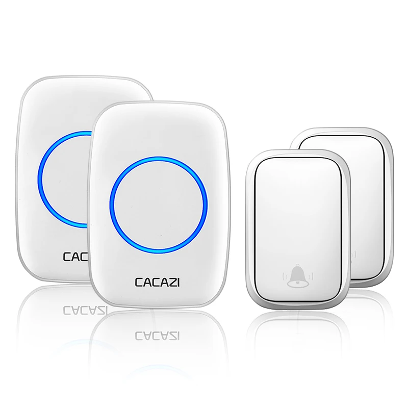 CACAZI Домашний Беспроводной Автономный дверной звонок без батареи требуется передатчик Интеллектуальный звонок кольцо колокольчик США ЕС Великобритания AU Plug приемник - Цвет: 2 button 2 receiver