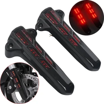 

Motorcycle Front Lower Fork Leg Covers Slider LED Turn Signals Light For Harley Touring Electra Glide Police FLHTP Road King