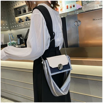 

New Mini Handbags Women Fashion Ins Ultra Fire Retro Wide Shoulder Strap Messenger Bag Purse Simple Style Crossbody Bags