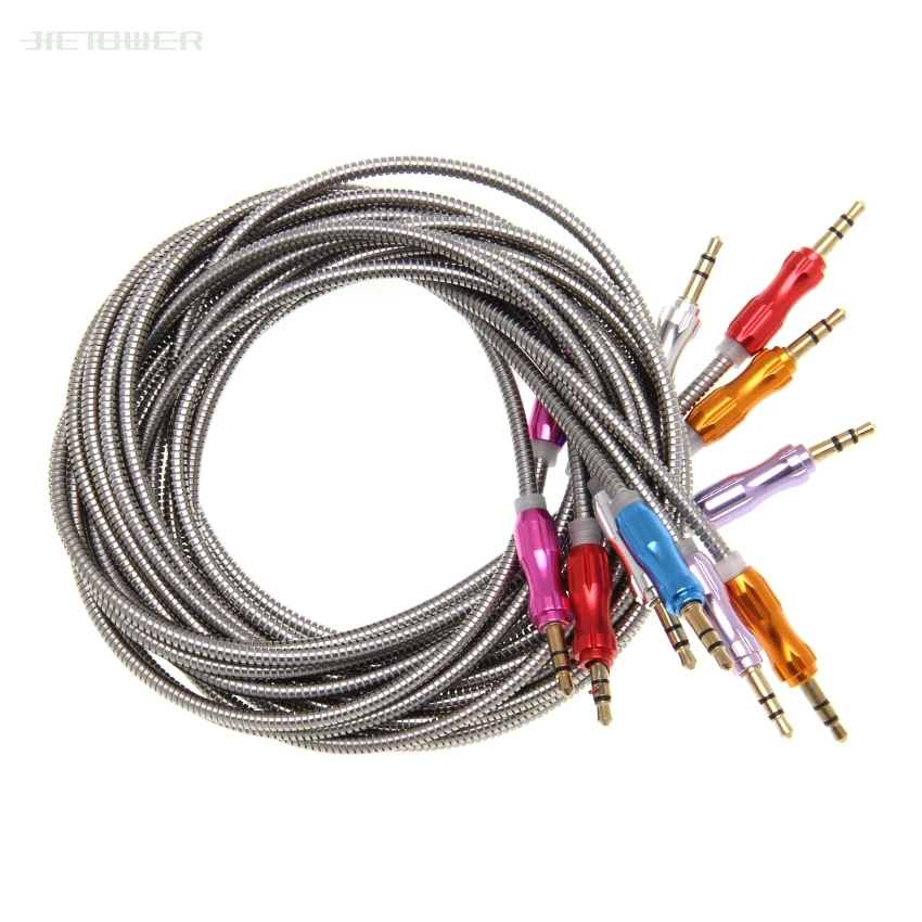 Aux Cable Speaker Wire 3 5mm Jack sliver ring matel Audio Cable For Car Headphone Adapter Jack 3 5 mm Speaker Cable 50pcs lot