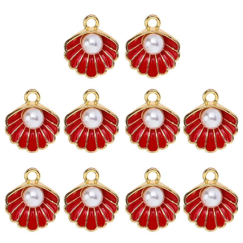 10Pcs Bunte Ozean Shell Emaille Perle Legierung Charme Anhänger frauen Armband Halskette DIY Schmuck Herstellung Zubehör Großhandel – Detail 6