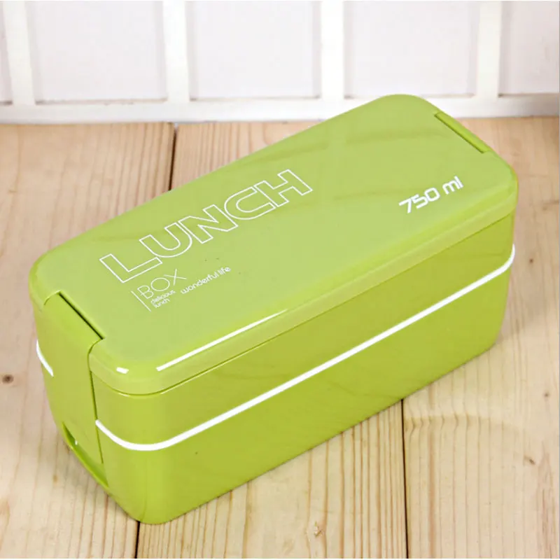 Green Hommate японский 2 ярусный японский контейнер для обеда коробка для девочек контейнер для еды суши Bento Ланчбокс пластиковая микроволновая печь для школы и пикника детей - Цвет: Green