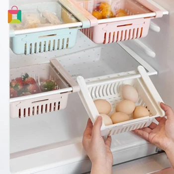 

Adjustable Stretchable Storage Refrigerator Organizer Drawer Basket Refrigerator Pull-out Drawers Fresh Spacer Layer Rack Cozy
