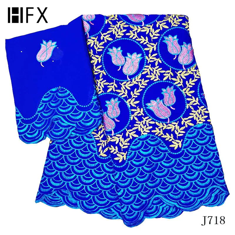 HFX синяя кружевная ткань хлопок вышитые bazin brode getzner Горячая лазана riche getzner для нигерийского свадебного платья 5+ 2 ярдов/партия
