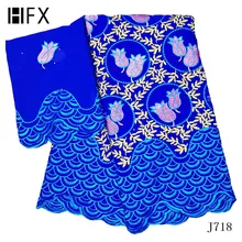HFX синяя кружевная ткань хлопок вышитые bazin brode getzner Горячая лазана riche getzner для нигерийского свадебного платья 5+ 2 ярдов/партия