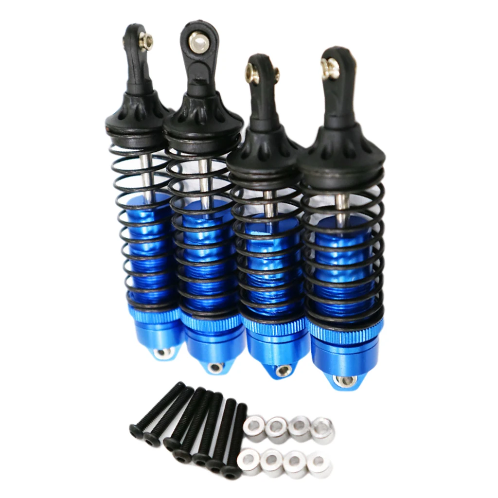 Assembled Aluminum Front & Rear Shocks Absorber Parts for 1/10 RC Car Traxxas Slash 2WD, 4 Pieces - Blue