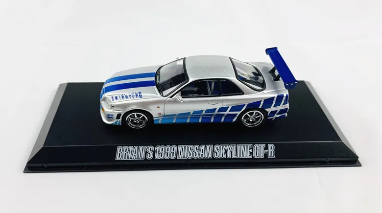 Зеленый светильник 1:43 BRIAN'S 1999 NISSAN SKYLINE GT-R бутик сплава игрушки для детей Детские игрушки модель оригинальная коробка