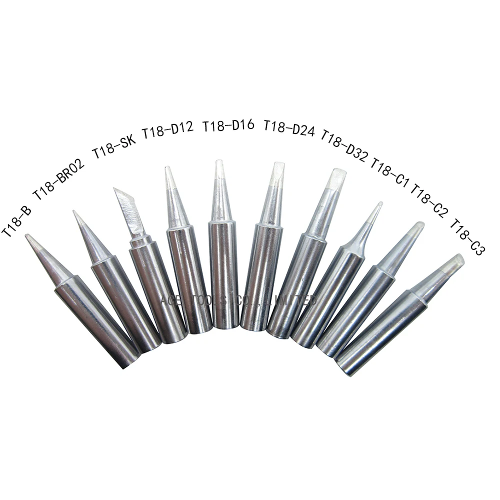 10 шт. жало паяльника T18 серии подходят HAKKO FX-888 FX-888D FX-8801 FX-600 без свинца ручка Сварка