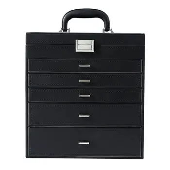 

5-Storey Luxury Jewelry Box With MIRRO, Necklaces, Earrings, Sunglasses, Bracelets, Watches, Etc, Black