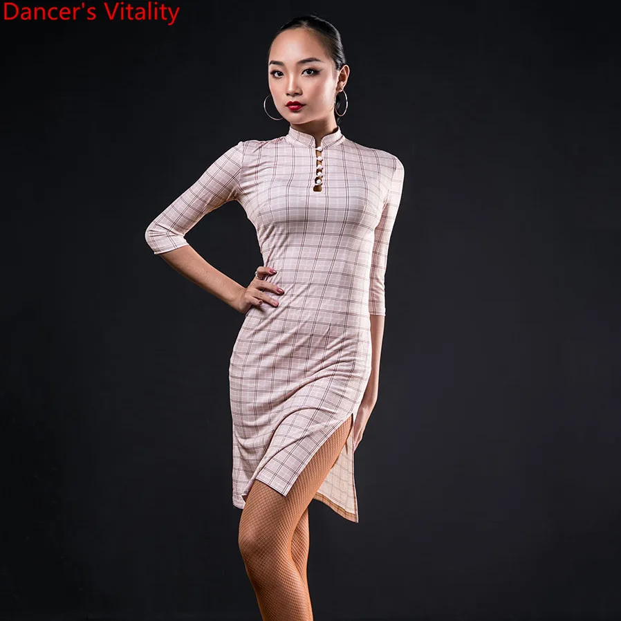 

Latin Dance Performance Clothes Women Adults Sexy Split Slim Fit Dress National Standard Rumba Samba Tango Dancing Training Suit