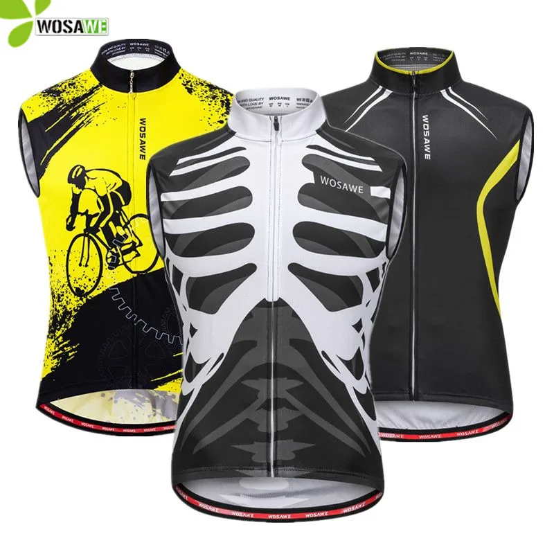 WOSAWE Sleeveless MTB Cycling Jerseys Men Reflective Gilet Bike Base