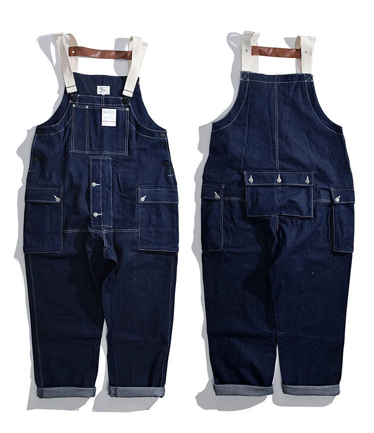 Denim Overalls Street Jeans Mens Cargo 