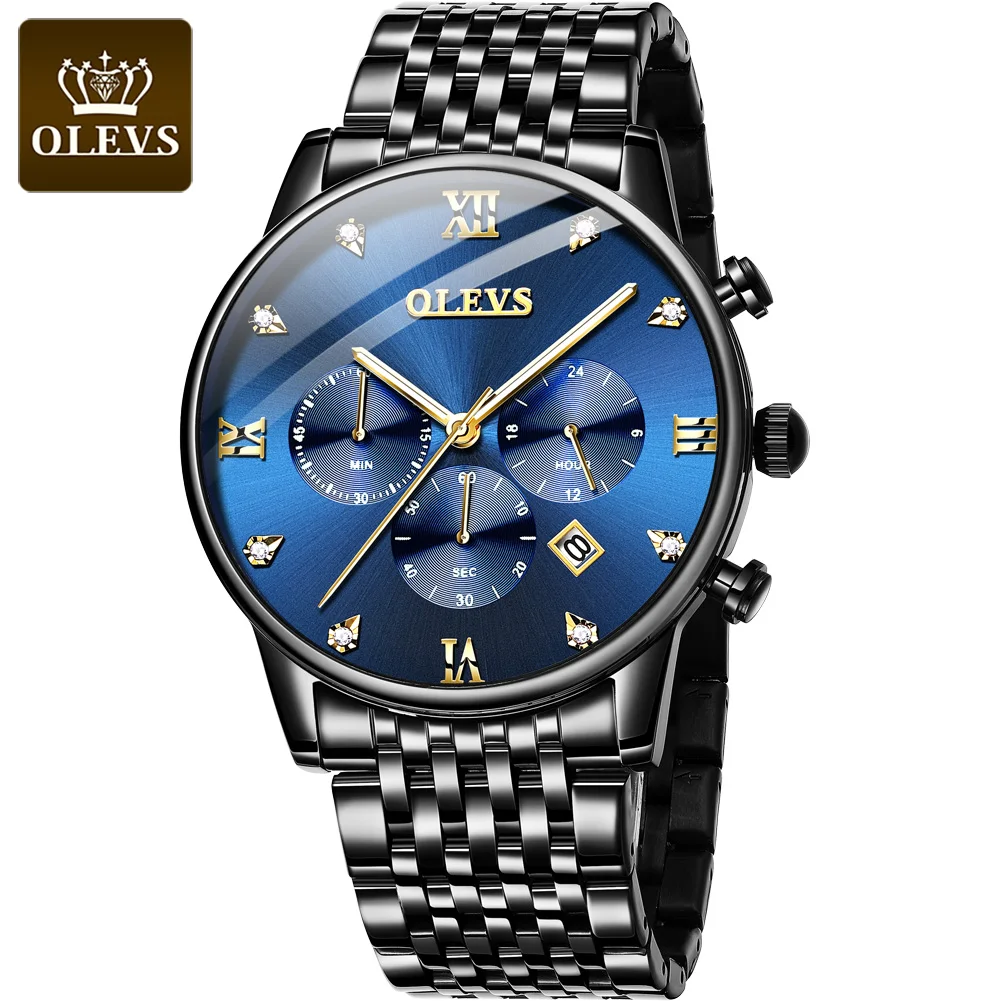 

OLEVS Watch Men Auto Date Original Top Brand Quartz Luminous Chronograph Fashion Stainless Steel Watches Male relogio masulino