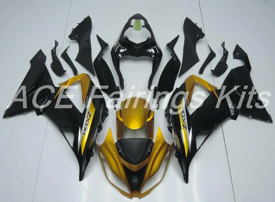 Набор для противоблокировочной тормозной системы подходит для Kawasaki ZX6R 2013 Мотоцикл Обтекатели ZX-6R ниндзя 636 599 кузов черного и золотого цвета