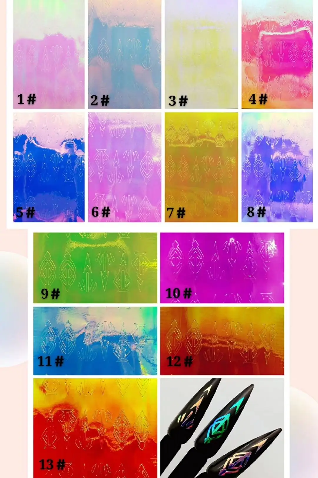 13 цветов ромбовидная наклейка для ногтей с голографической ромбической комбинацией 3D DIY тонкая Лазерная серебряная полоса наклейка DIY Наклейка из фольги