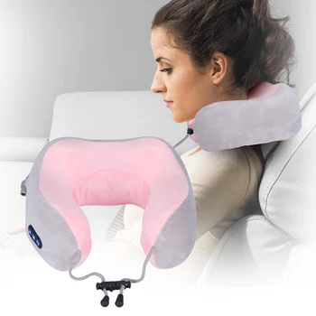 

Portable U Shaped Massage Pillow Head Rest Memory Foam for Outdoor Travel Kneading and Vibration Massage Neck Pillow Health Care
