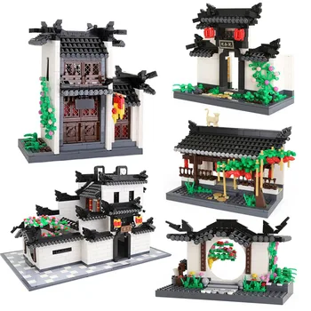 

Chinese Traditional Architecture Building Blocks Ancient Building Attic Mansion Arch Corridor Bricks Model Educational Toys