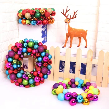 

Sparkling Christmas Ball Wreath Front Door Hanging Garland Holiday Home Ornaments Random Type Random Color Decoration