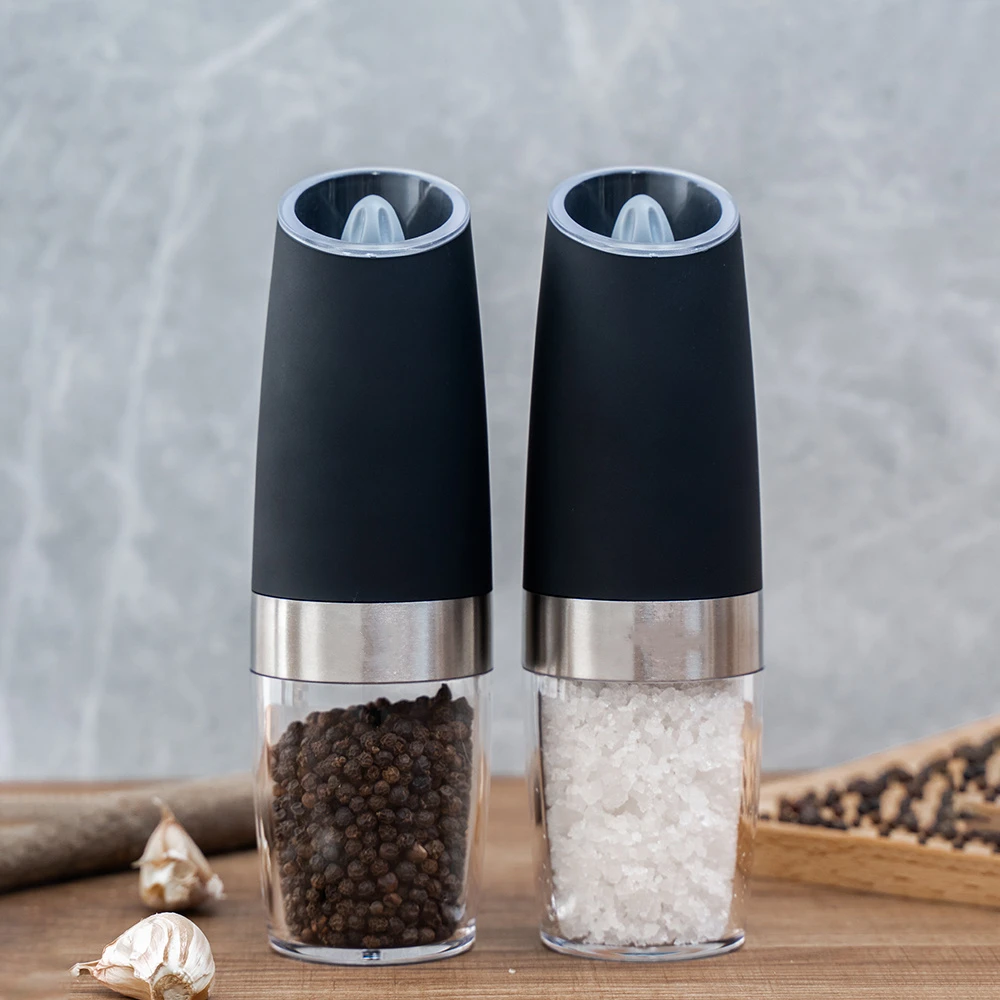 Stainless Steel Pepper Shaker Electric Salt Pepper Grinder Set with Metal  Stand Kitchen Tools Gravity Automatic Spice Mill - AliExpress