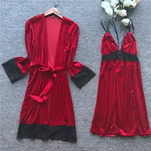 Весенне-осенняя новая пижама из 2 предметов, Женский комплект для сна, сексуальное кружевное Золотое бархатное Ночное платье, одежда для отдыха, домашняя одежда, Fdfklak