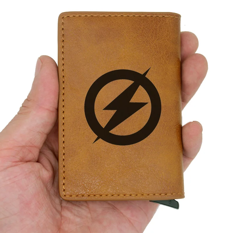 Классическая мода флэш-логотип Rfid кошелек Шарм для мужчин и женщин кожаный кошелек супергероя карты подарки