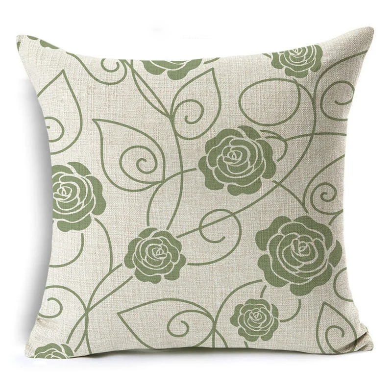 Leaf green decorative cushion cover flower pillowcase car sofa decorative pillowcase household pillow 45 x 45 cm 