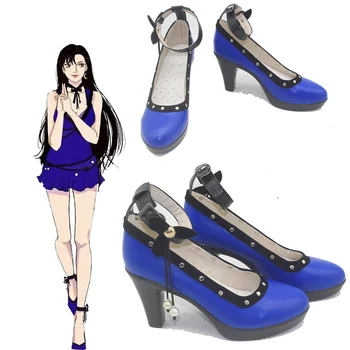 Zapatos de Cosplay de Final Fantasy VII Remake Tifa, FFVII FF7, Tifa Lockhart, Cosplay, zapatos de tacón alto para mujer y niña, zapatos azules, 2020