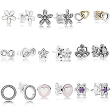 Новинка, Простые Модные серьги-ромашки, 925 пробы серебро, 9 стилей, гипоаллергенные серьги в форме короны и сердца для женщин, ювелирное изделие своими руками