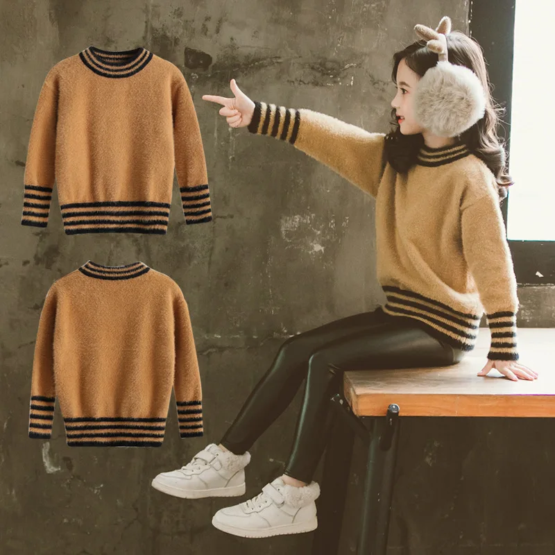 Girl'S Sweater Autumn Clothing New han ban kuan Pullover Big Boy Tops CHILDREN'S Garment Spring And Autumn Knit Low Waist J