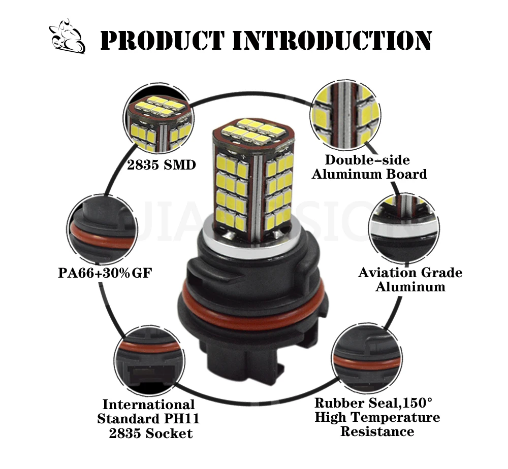 10-30 в мотоцикл светодиодный фары лампы PH11 9014 2835 1200LM 6000K 56smd светодиодный s/высоких температур низкая двойной луч света Мото Аксессуары противотуманных фар