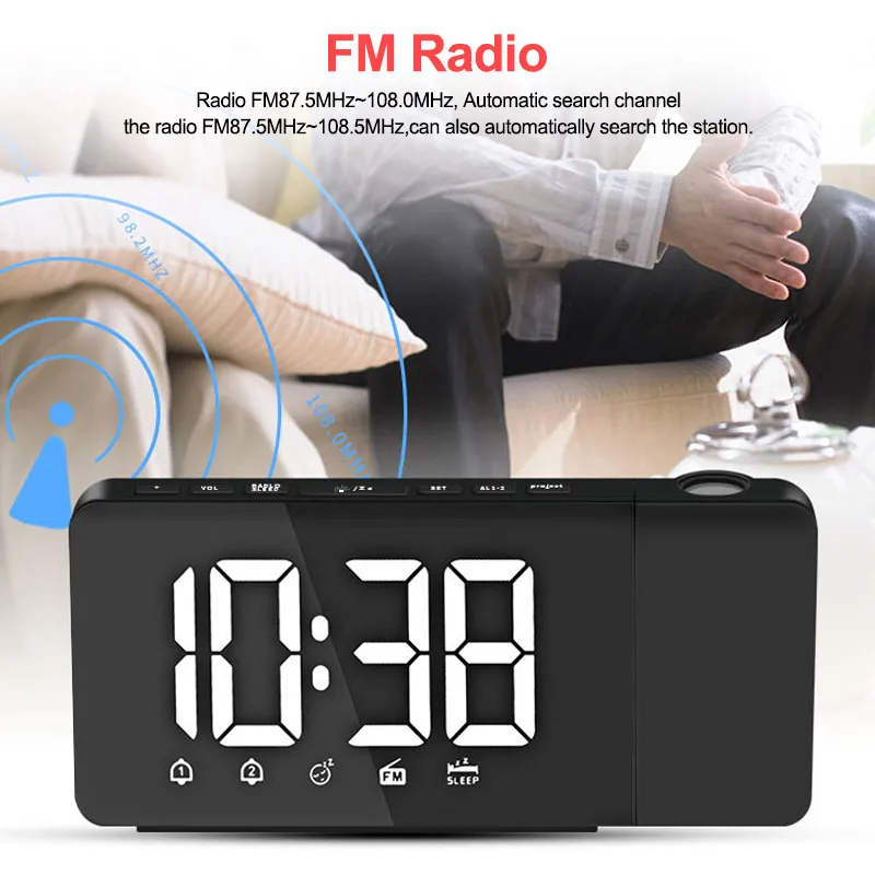 Полезный Повтор Wake-up FM радио Будильник проекционный светодиодный радиобудильник для спальни домашний декор